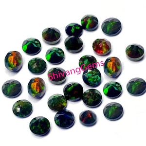 AAA Black Opal Round Cut Faceted Size 5MM-6MM-7MM Natural Black Opal Multi Fire Round Cut Calibrated Loose Gemstone Wholesale lot