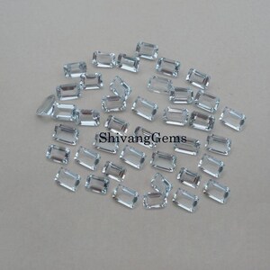 AAA Natural Aquamarine Octagon Cut Faceted Size 3X5MM-4X6MM-5X7MM Aquamarine Octagon Cut Loose Gemstone Jewelry Making Wholesale Lot image 3
