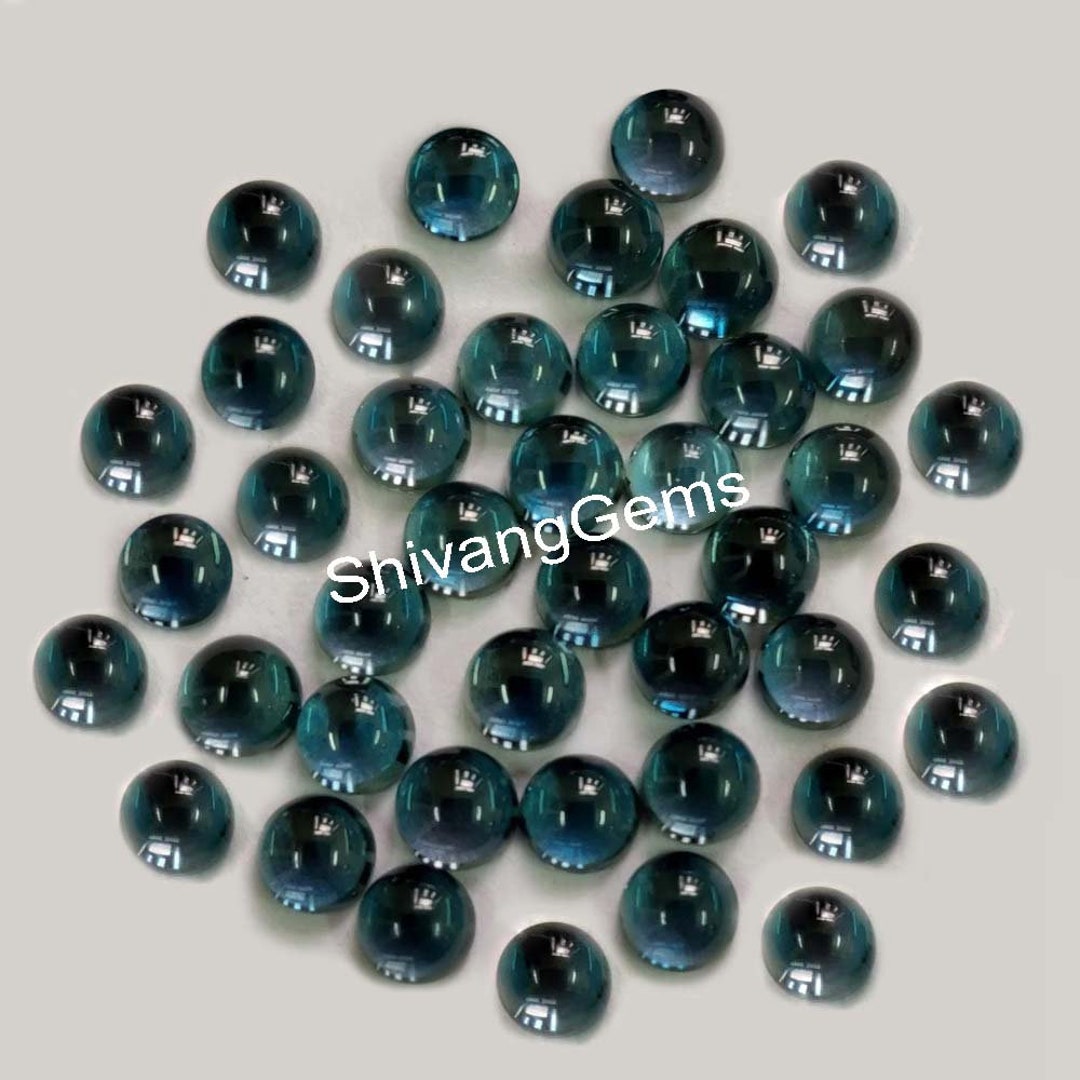 10 Pcs Lot Natural London Blue Topaz Round Cabochon 2X2MM to 10X10MM