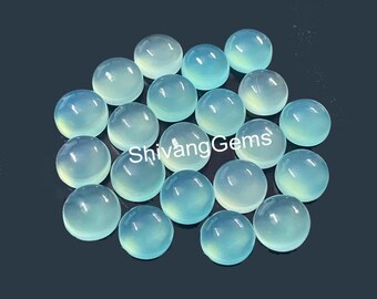 AAA Natural Aqua Chalcedony Round Cabochon Size 2X2MM To 15X15MM Aqua Chalcedony Round Flatback Loose Gemstone Jewelry Making Wholesale Lot