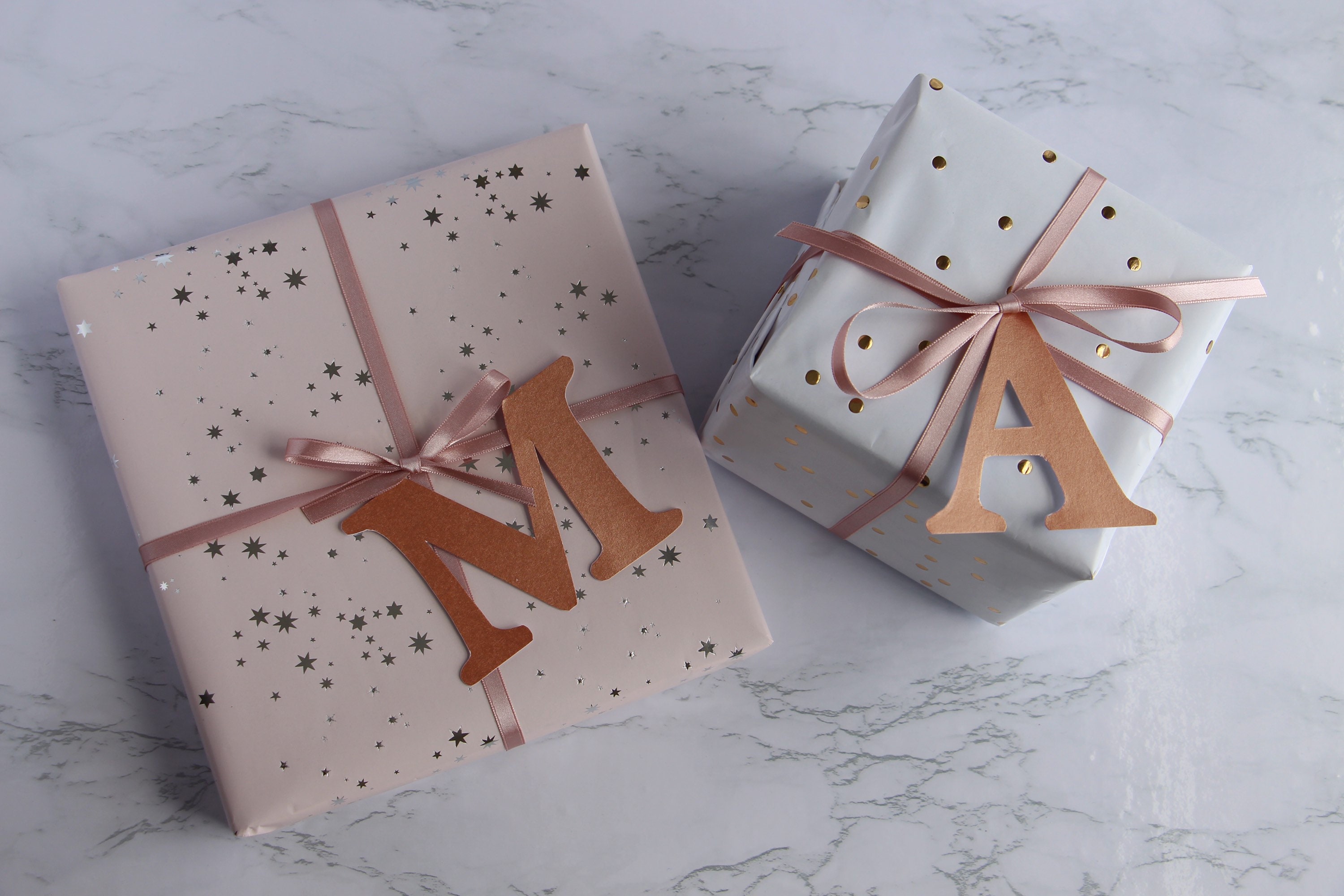 Pack of 4 rose gold initial gift tags Etsy
