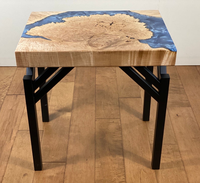 SOLD Live Edge River End Table Maple Burl Table Epoxy Etsy