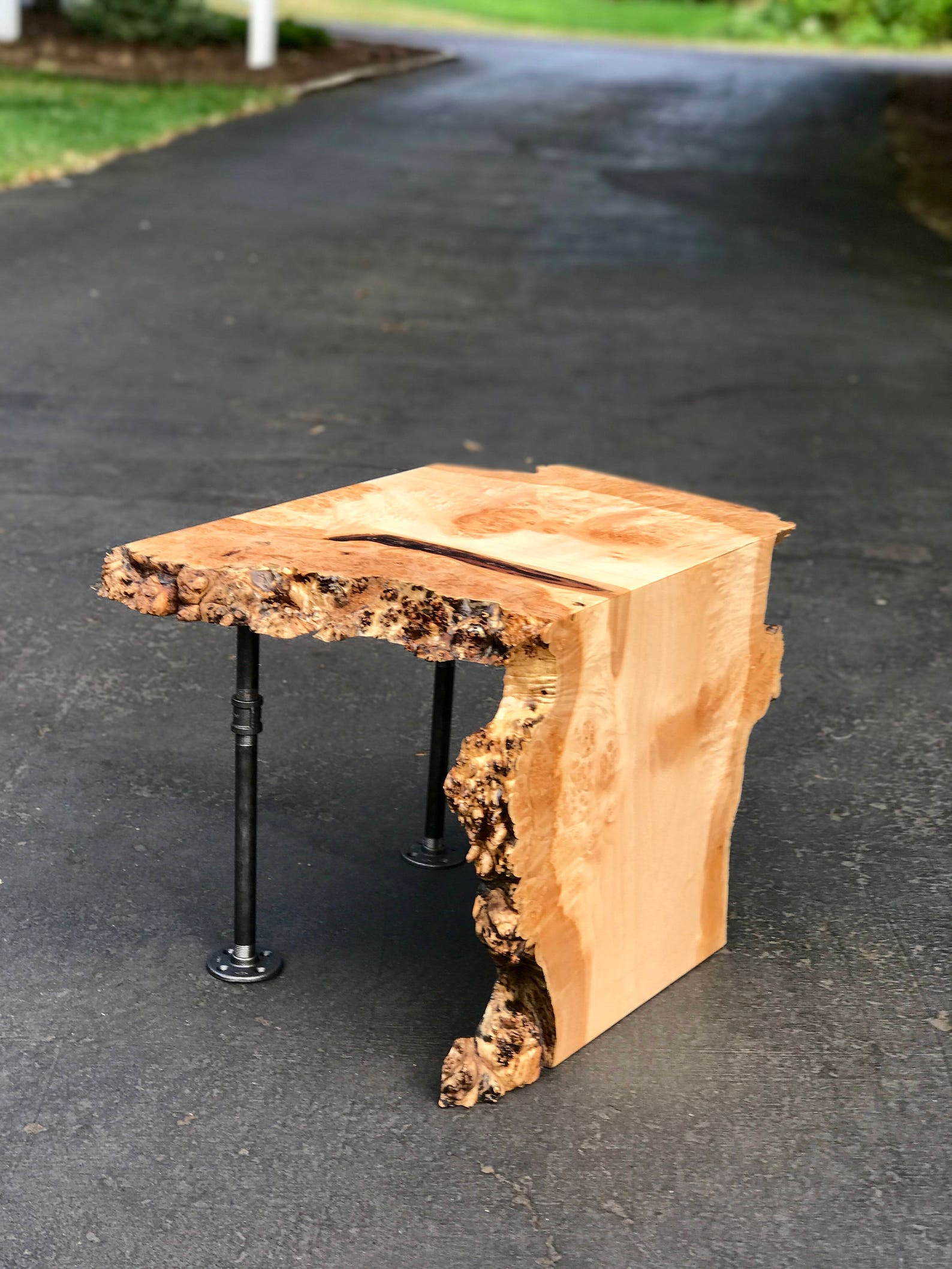 SOLDLive Edge Maple Waterfall End Table With Pipe Legs Live Etsy