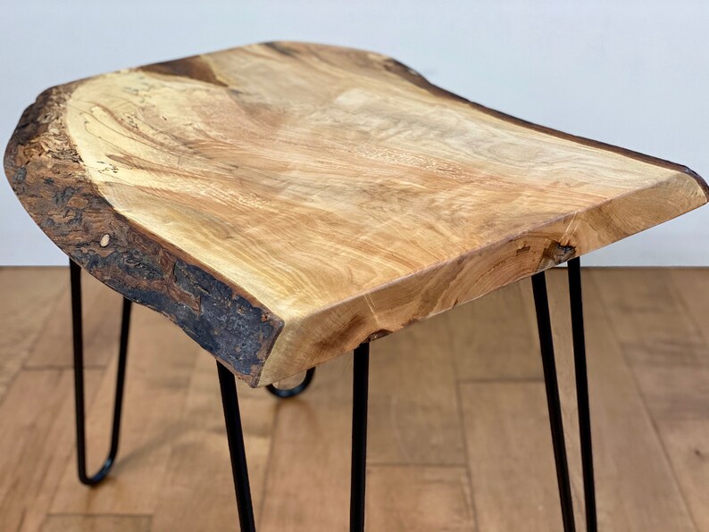 Live Edge End Table Rustic Wood Table Hairpin Legs Etsy