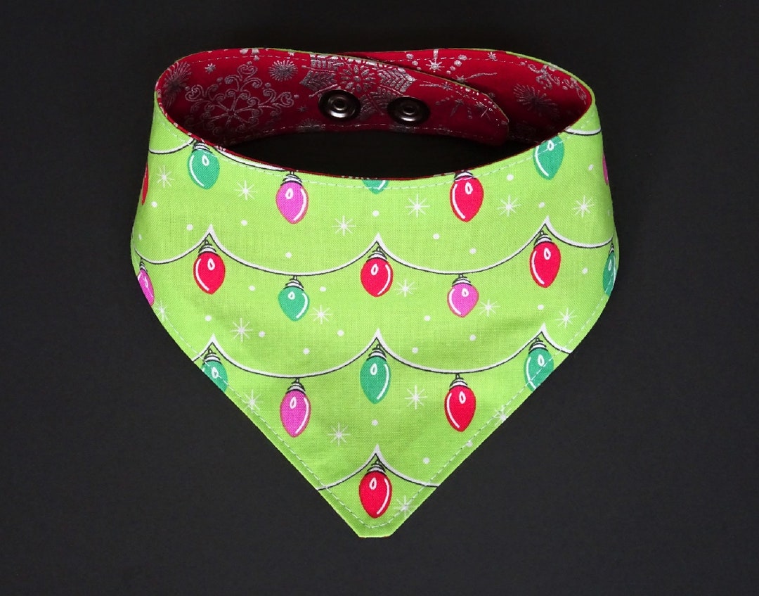 Christmas Tree Lights Dog Bandana Easy Snap on Dog Gift Etsy