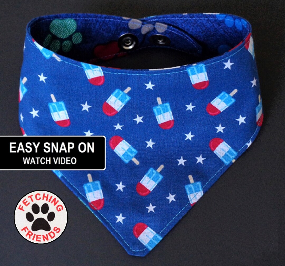 Dog Bandana Patriotic Popsicle Reversible Snap on Dog Bandana Etsy