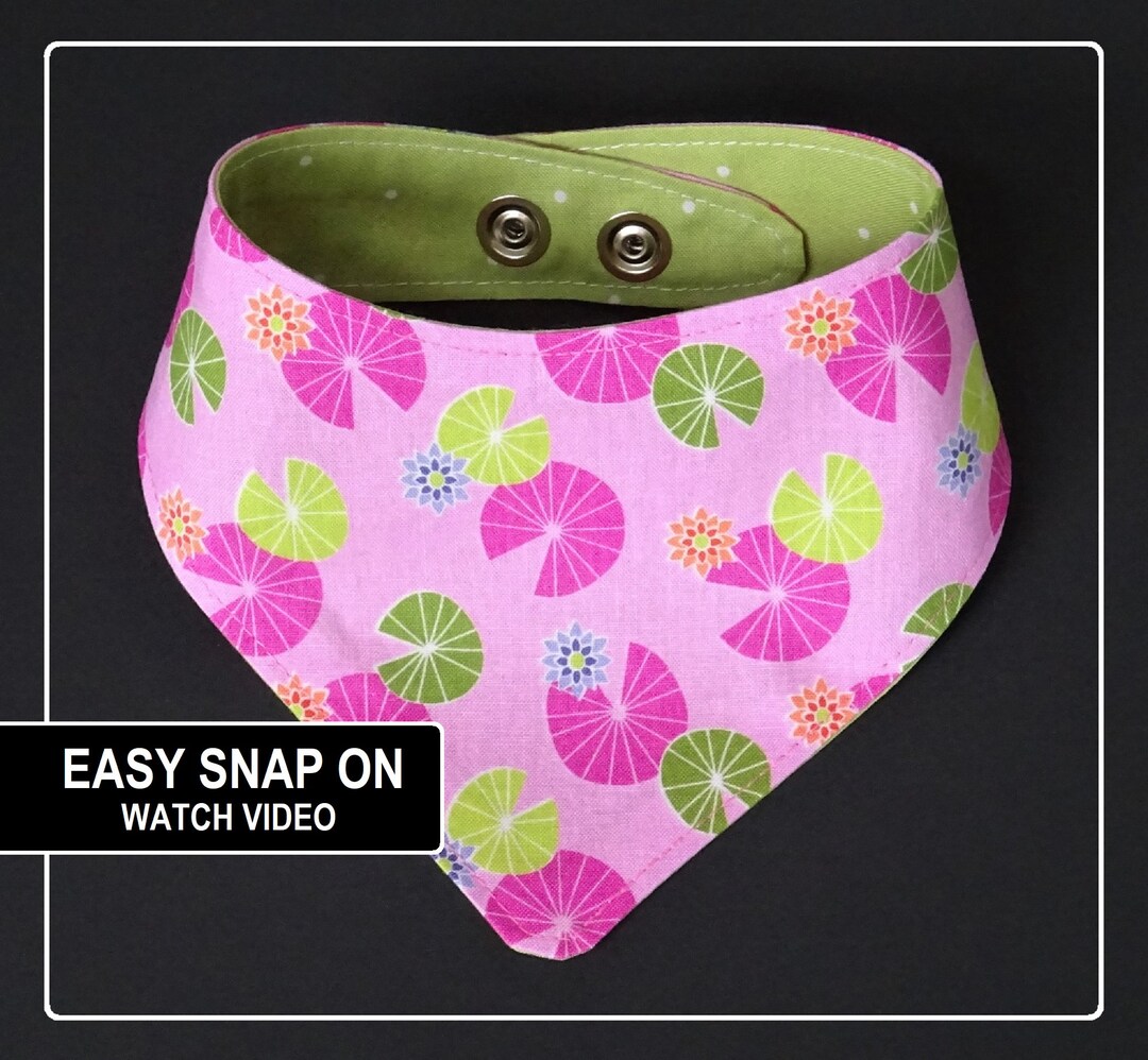 Dog Bandana Limes on Pink Reversible Snap on Dog Bandana Etsy