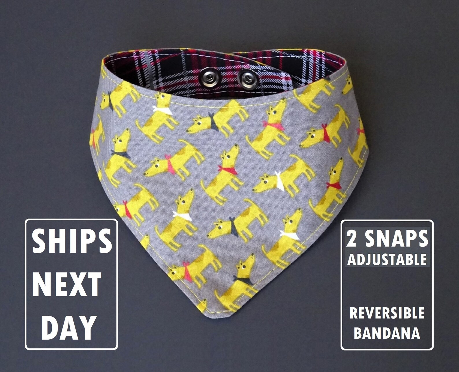 Doggie Dog Bandana Reversible Dog Bandana Snap Closure Etsy