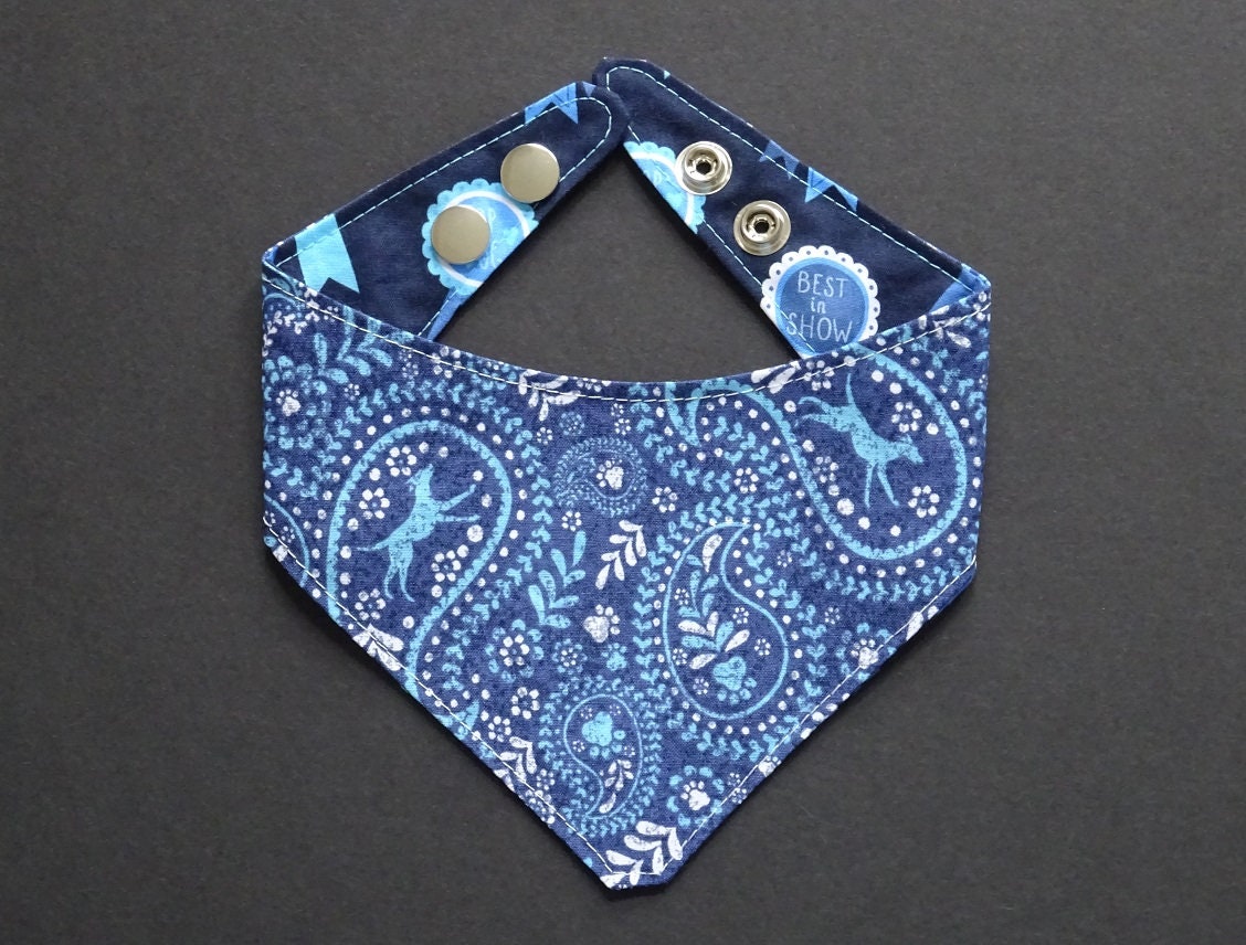 Dog Bandana Blue Ribbon Dog Pattern Dog Bandanna Paisley Etsy