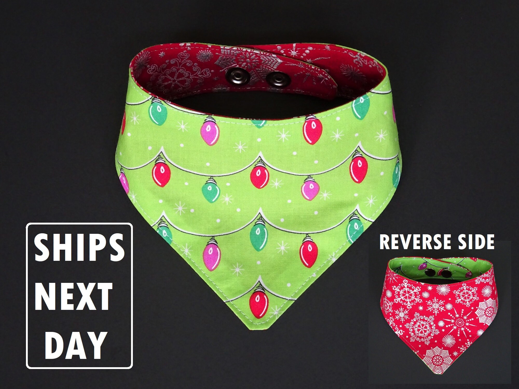 Christmas Tree Lights Dog Bandana Easy Snap on Dog Gift Etsy