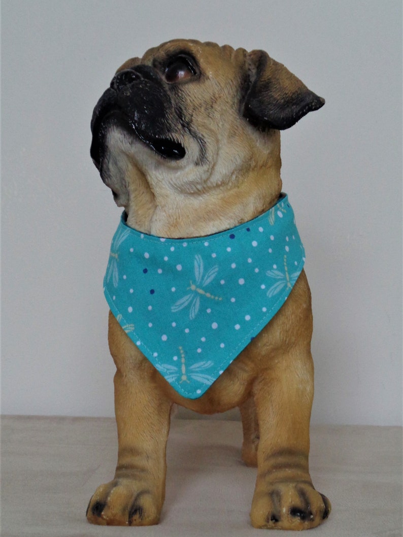 Dog Bandana Teal Blue Reversible Snap On Dog Bandana image 6