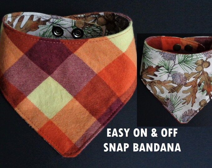 Dog Bandana Thanksgiving Dog Bandana Snap FLANNEL Plaid Etsy