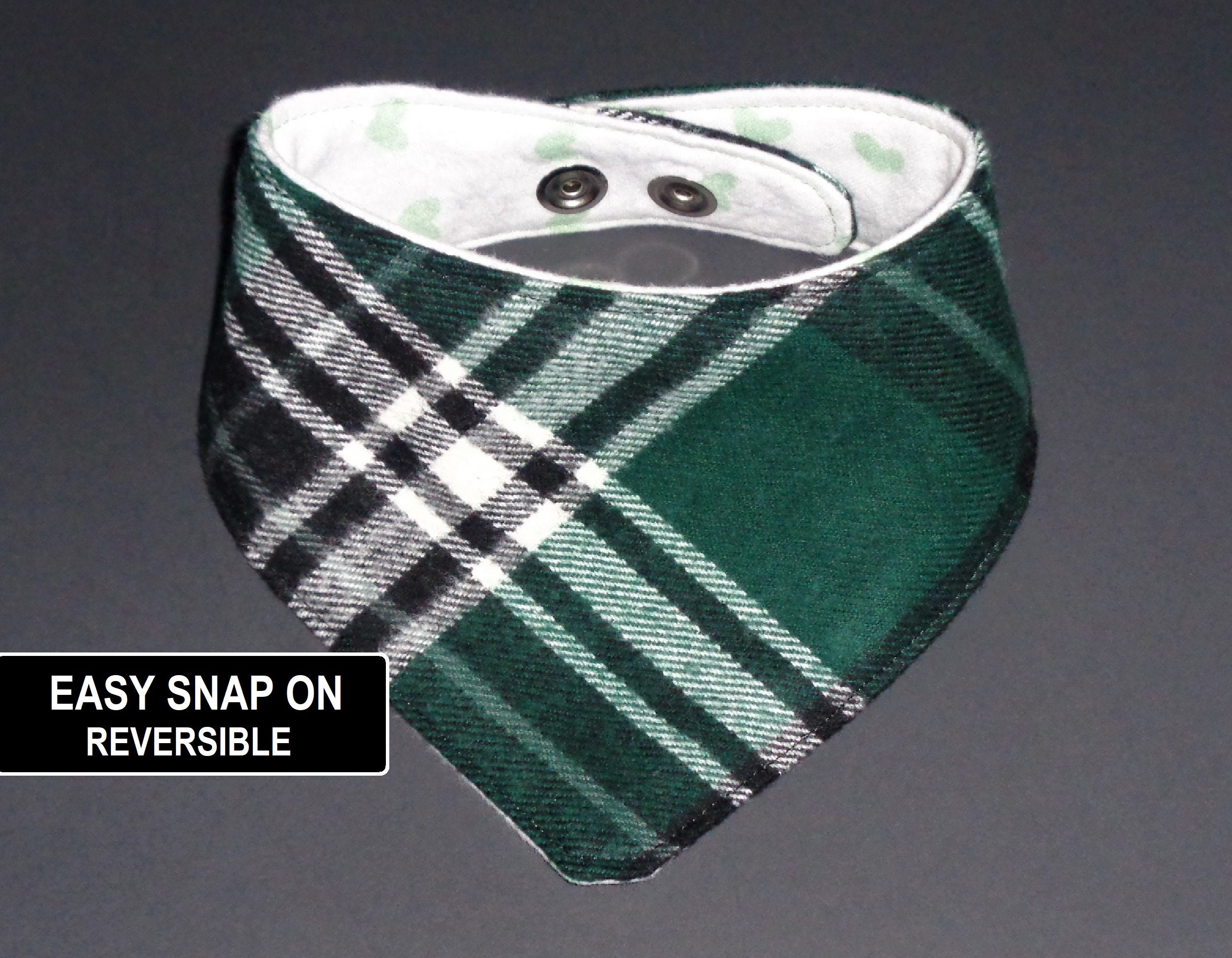 green plaid dog bandana