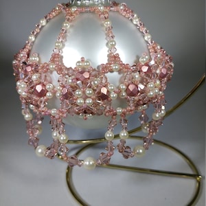 Brocade in Vintage Rose Beaded Christmas Ornament
