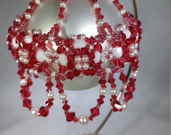 Brocade in Scarlett Beaded Christmas Ornament