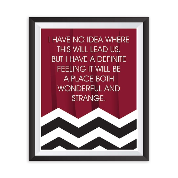 Twin Peaks Poster Wonderful And Strange Place Quote Print Red Room Agent Cooper David Lynch Black Lodge Fire Walk With Me