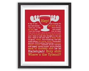 National Lampoon's Christmas Vacation Printable Poster Clark's Rant Hallelujah Tylenol