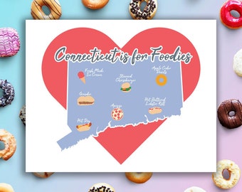 Connecticut Foodie Map, Map of CT, Food Locations, New England Foodie