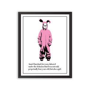 A Christmas Story Poster Pink Nightmare Poster Ralphie Bunny Suit Print // Cita de película divertida lámina // decoración del hogar // regalos de vacaciones //
