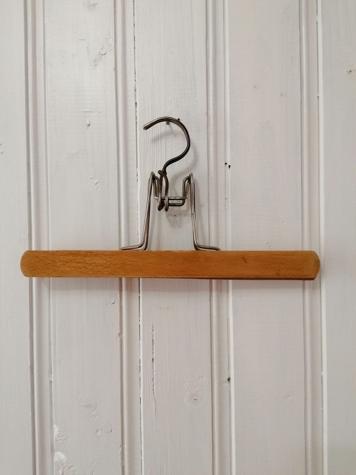Skirt hanger lacquered wooden clamp with metallic clasp Etsy