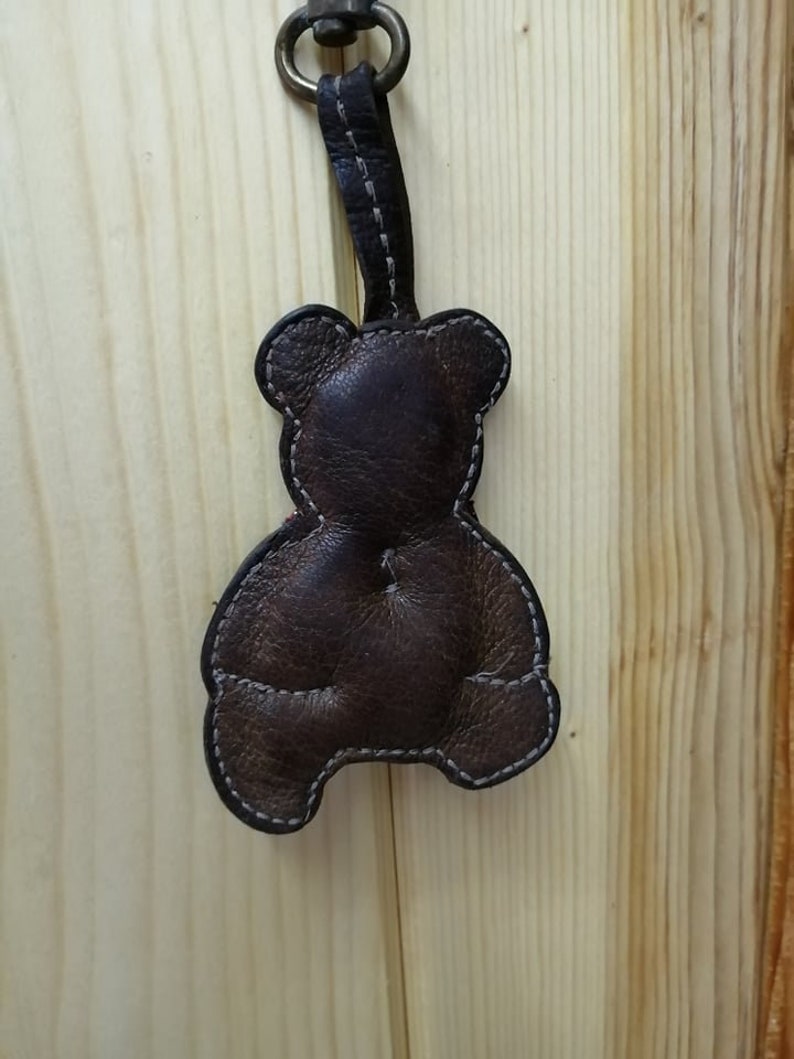 bear figurine, old keychain key holder leather keychain for men vintage keychain vintage key holder Leather keychain