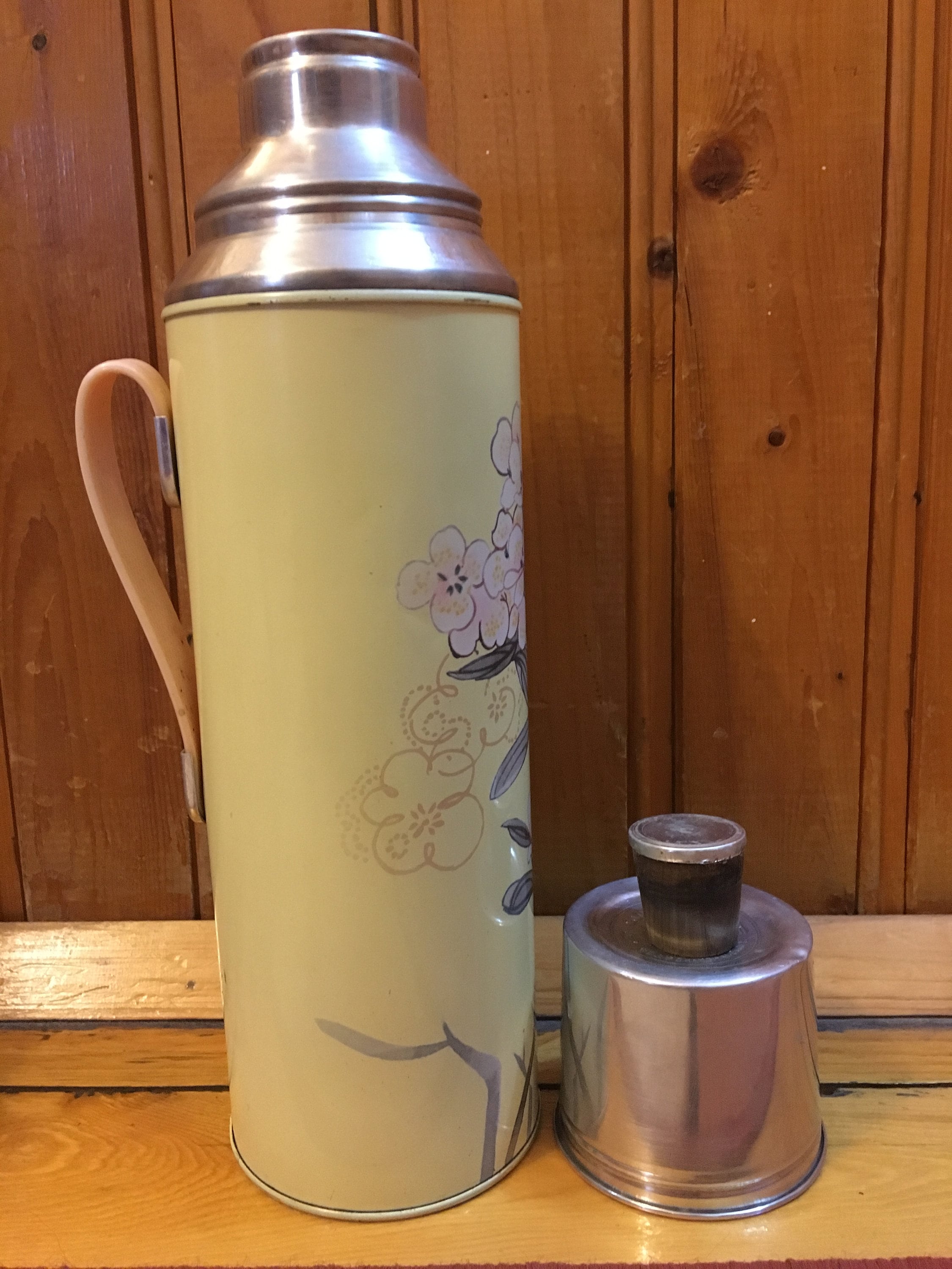 Vintage Thermos, Pattern Thermos, Vacuum Bottle, Old Travel Thermos, Vacuum  Flask, 1L. 
