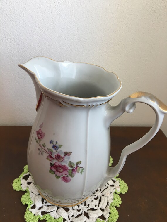 Antique Floral Decoration 1960s Old Porcelain Jug Porcelain Etsy