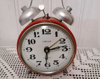 1980s Mechanical Alarm Clock "CORSAR", Table Clock, Vintage Russian Clock, Alarm Clock, Retro Clock, Wind up Clock, Working Clock Gift