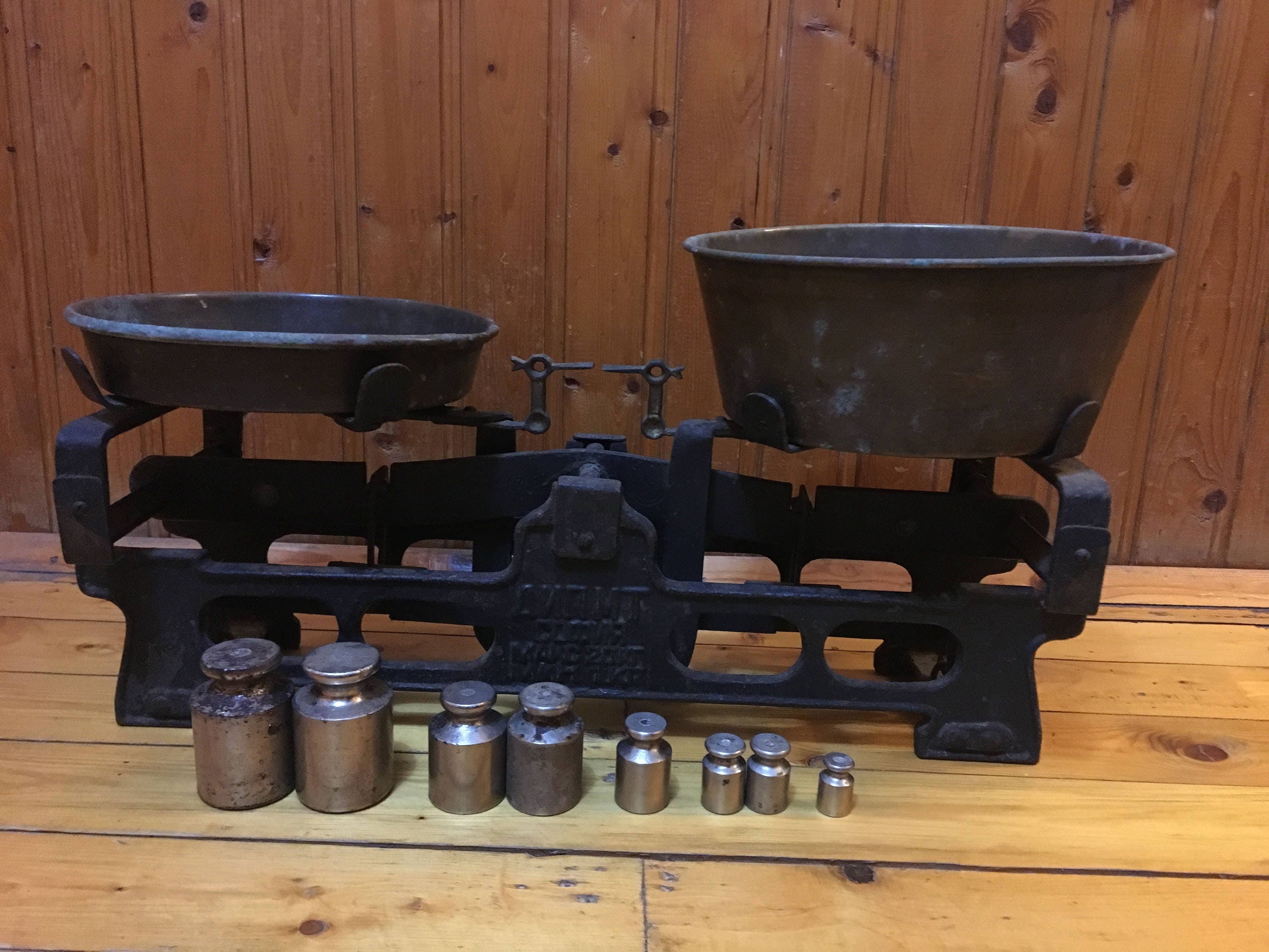 Weighing Scale Cast Iron Scales Metal Weights Brass Etsy