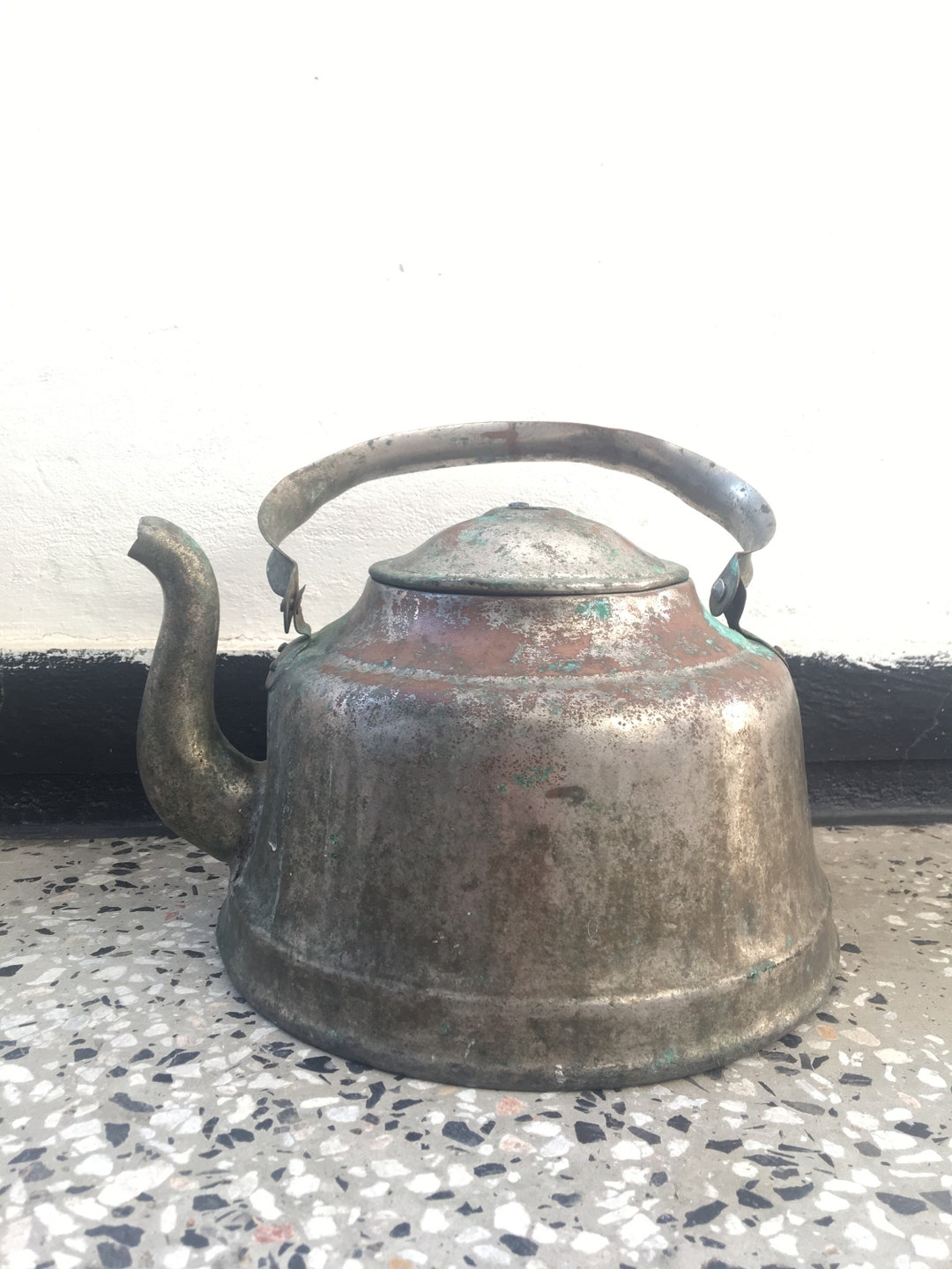 Copper Teapot,antique Rare Big Tea Kettle,old Copper Teapot, Vintage