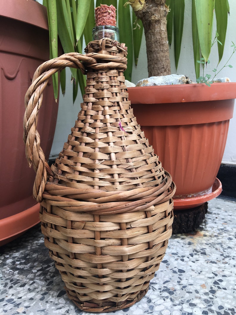 Vintage Bottle Old Wine Bottle Wicker Bottle Wrapped in Etsy