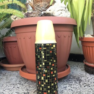Vintage Thermos, Green vacuum bottle, Old Travel Thermos