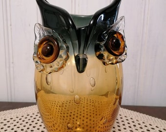 Vase en verre moderne en forme de hibou, vase hibou vintage, vase, beau vase,