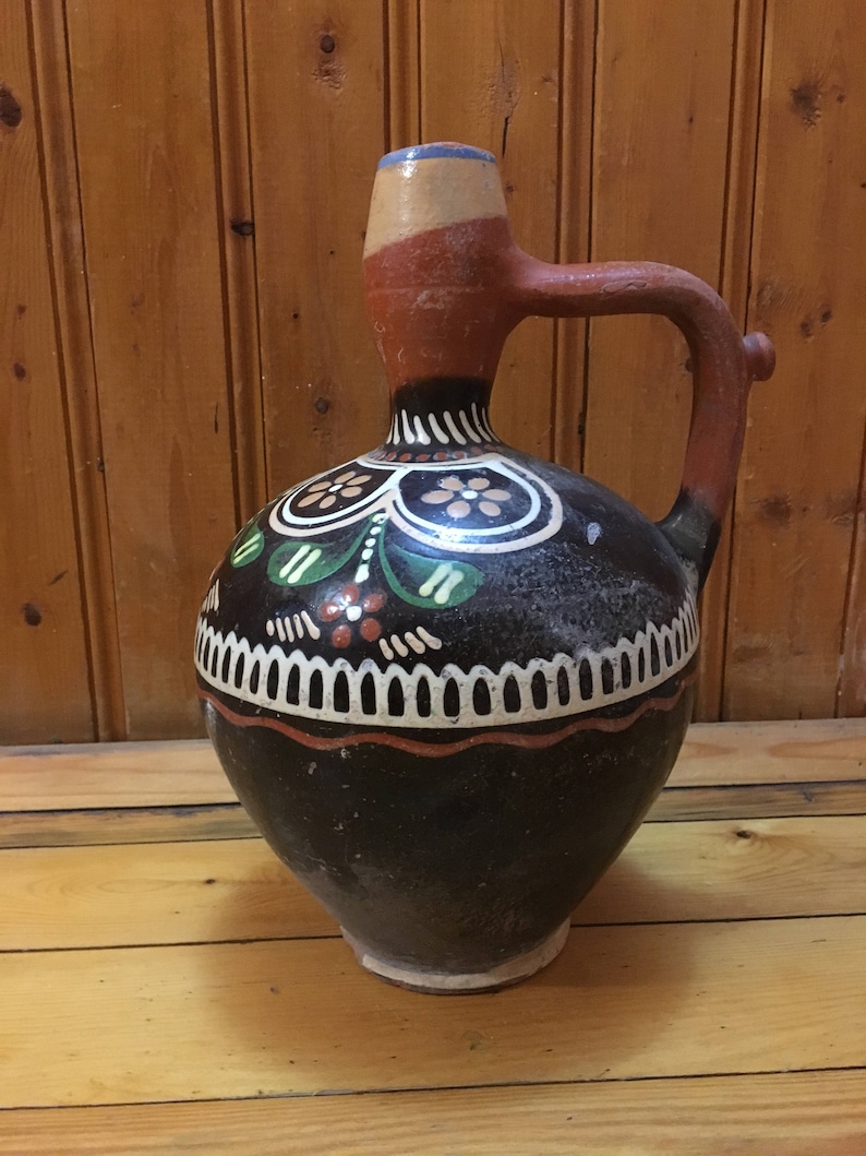 Vintage pitcher Old jug A rural pitcher earthen jug Ceramic jug,Antique pitcher Craft pitcher Hand-painted pitcher Clay pitcher