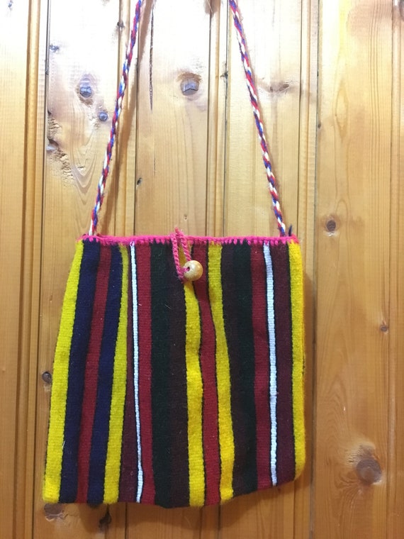 Hand-woven bag, Woollen folk bag, Coloured bag, N… - image 1