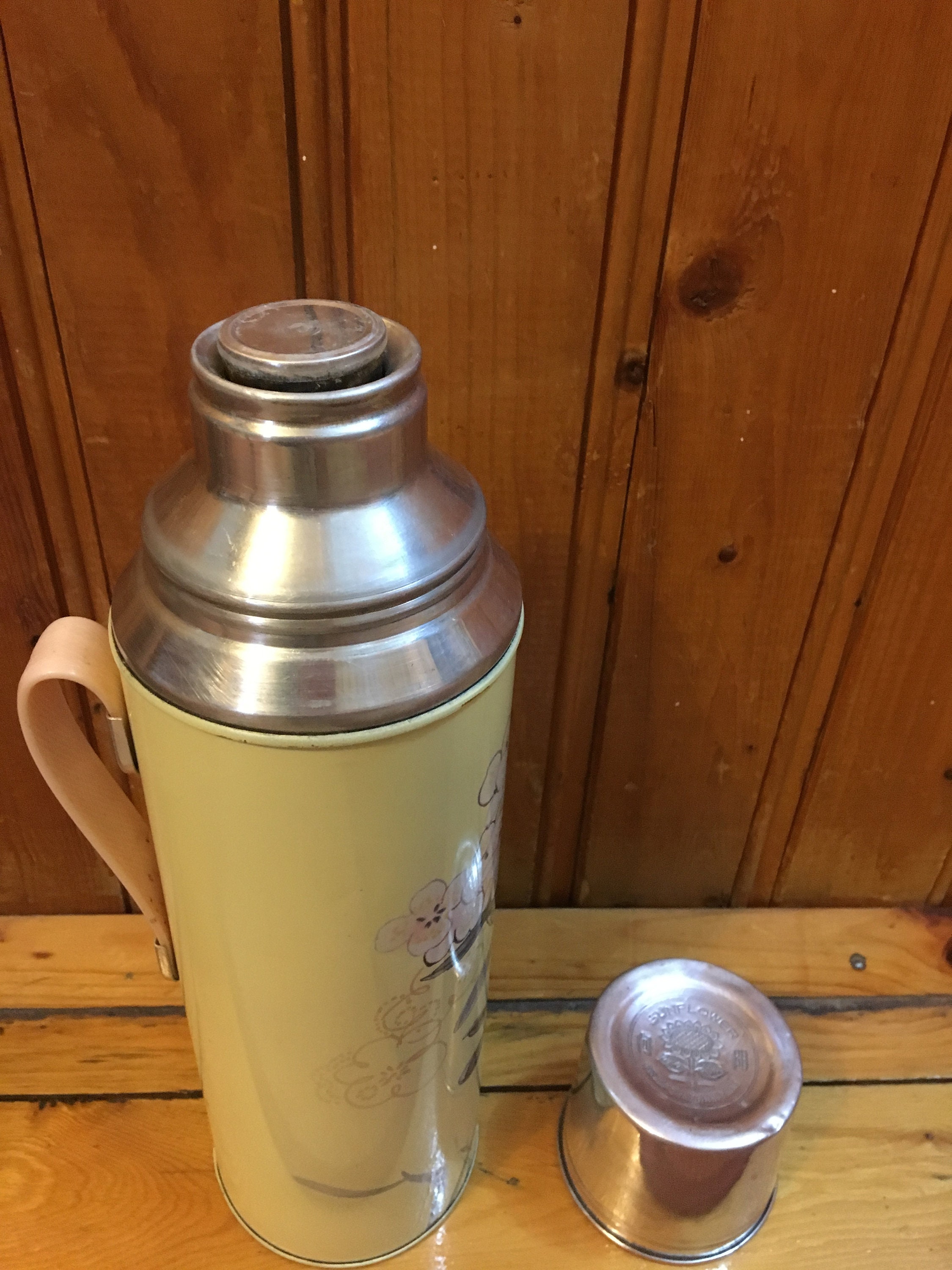 Vintage Thermos, Pattern Thermos, Vacuum Bottle, Old Travel