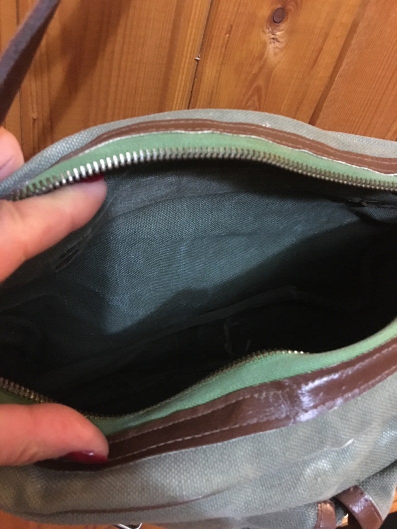 Green khaki bag, Shoulder canvas bag 70/'s Gift Idea Unisex bag Vintage school bag