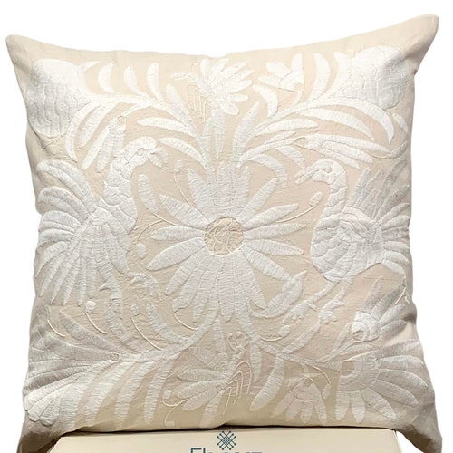 Big Beautiful Otomi Pillow Shams White Handembroidery | Etsy