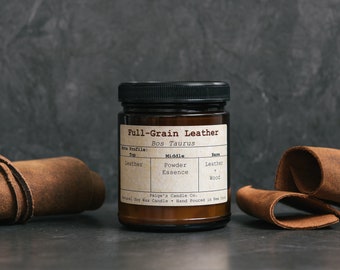 Full-Grain Leather Vegan Soy Wax Candle