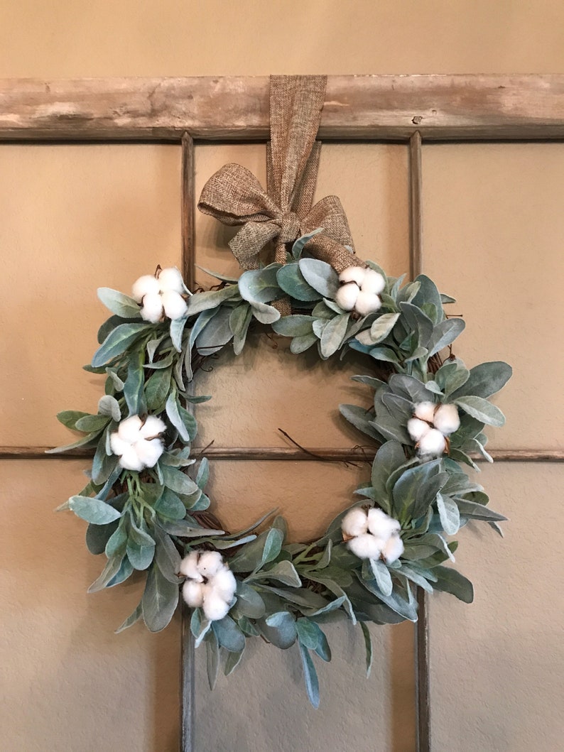 Lambs Ear Wreath With Cotton Etsy Hong Kong