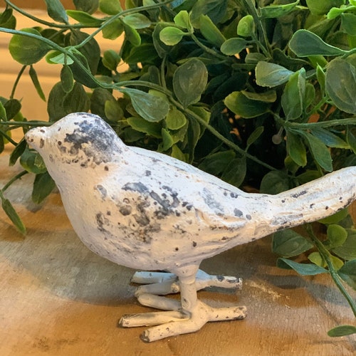 6 Distressed Ceramic Bird Figurinefarmhouse Bird Etsy