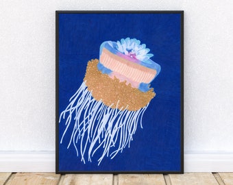 Drawing Print Crown Jellyfish