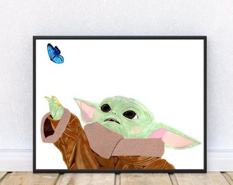 Drawing Print Grogu