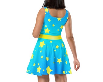 Aurora - Starry Painted Sleeveless Skater Dress - Sizes XS to 3XL