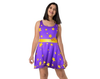 Luna - Starry Painted Sleeveless Skater Dress - Sizes XS to 3XL