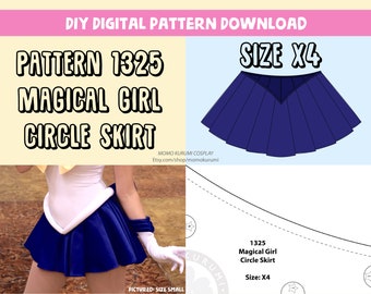 DIY- Magical Girl Circle Skirt Pattern (Size X4)