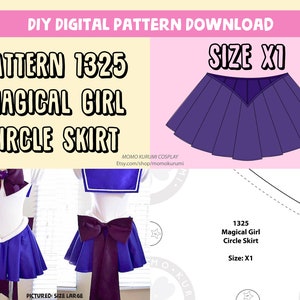 DIY- Magical Girl Circle Skirt Pattern (Size X1)