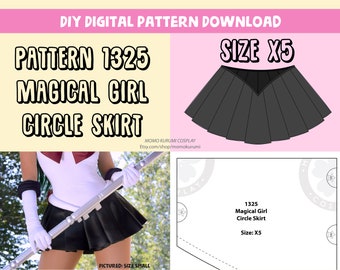 DIY- Magical Girl Circle Skirt Pattern (Size X5)