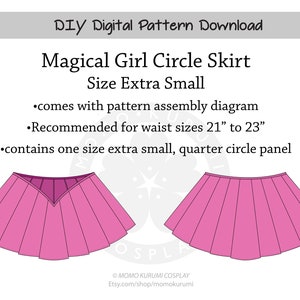 DIY Magical Girl Circle Skirt Pattern size Extra Small - Etsy