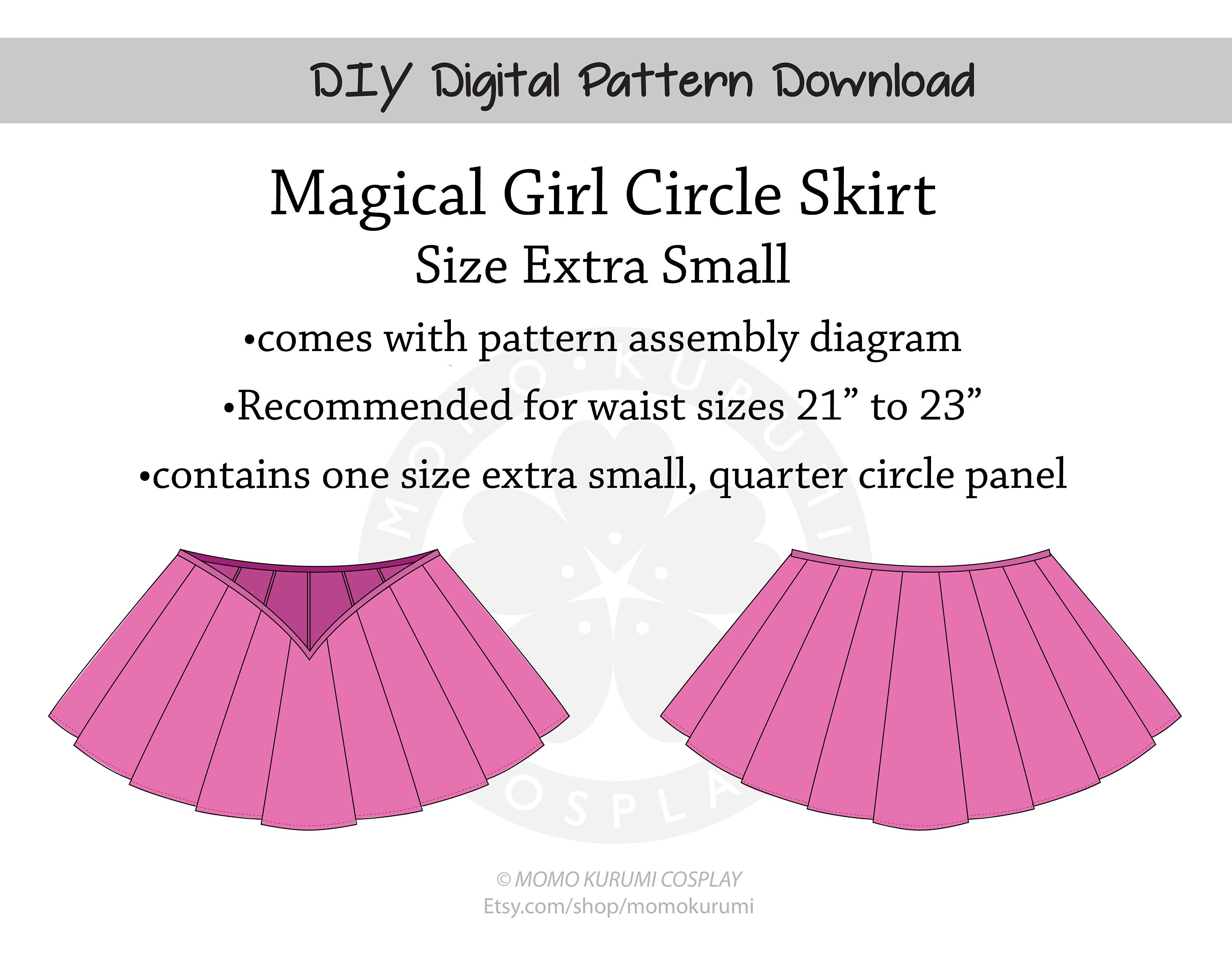 DIY Magical Girl Circle Skirt Pattern size Extra Small Etsy